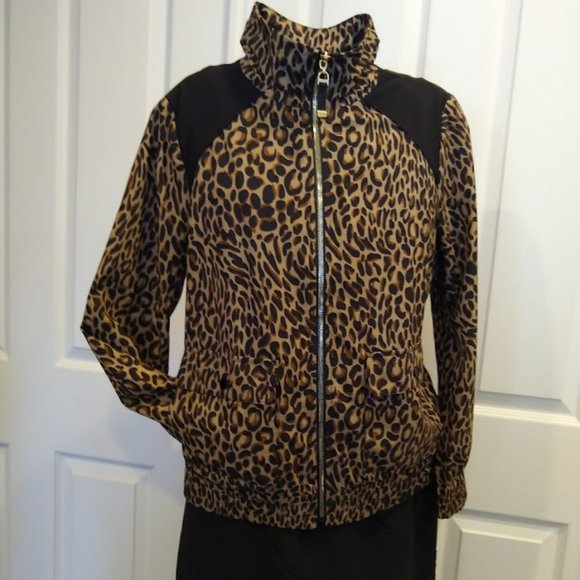 Chico's Animal Print Bomber Jacket size Medium - Picture 1 of 9